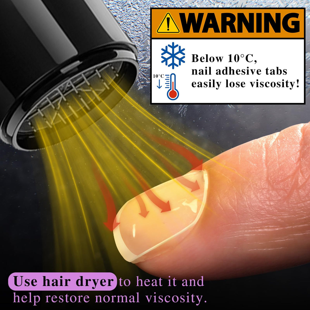 Teenitor adhesive tabs in use on nails