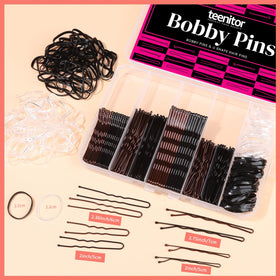 Teenitor assorted bobby pins in brown and black