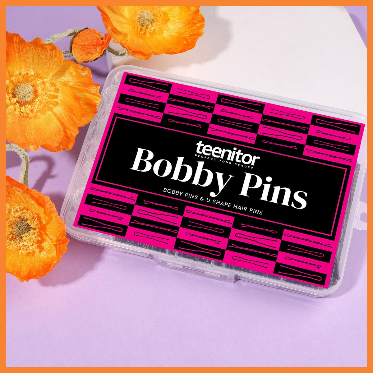 Teenitor bobby pins in organised storage box