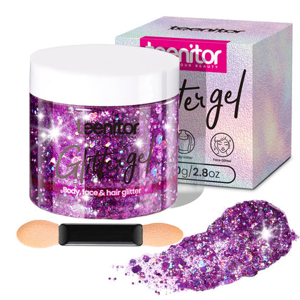 Teenitor Body Glitter Gel 80g purple front view