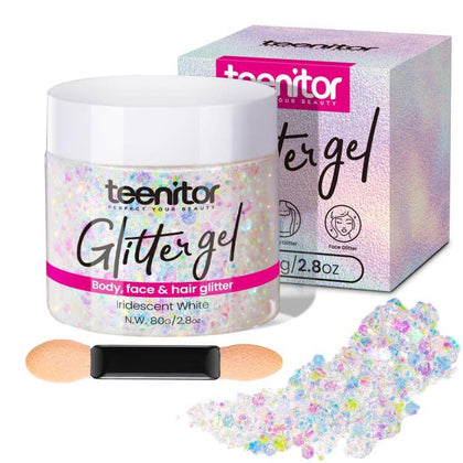 Teenitor Body Glitter Gel 80g white bottle front view