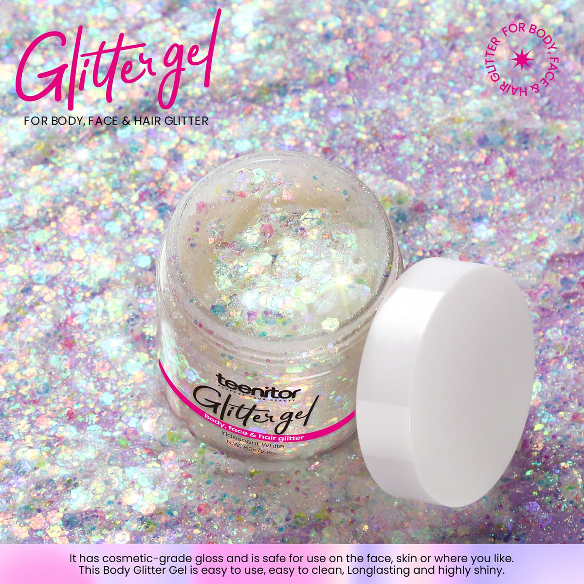 Teenitor Body Glitter Gel applied on skin