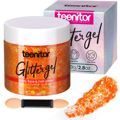 Teenitor Body Glitter Gel in orange, front view