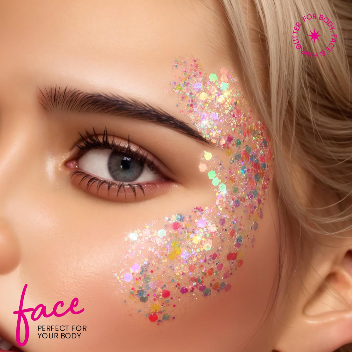 Teenitor Body Glitter Gel in use at a festival