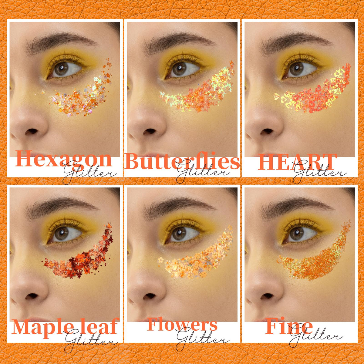 Teenitor body glitter gel showcasing vibrant orange shades