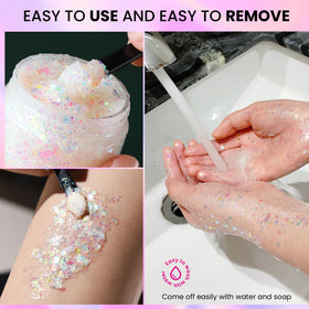 Teenitor Body Glitter Gel with makeup accessories