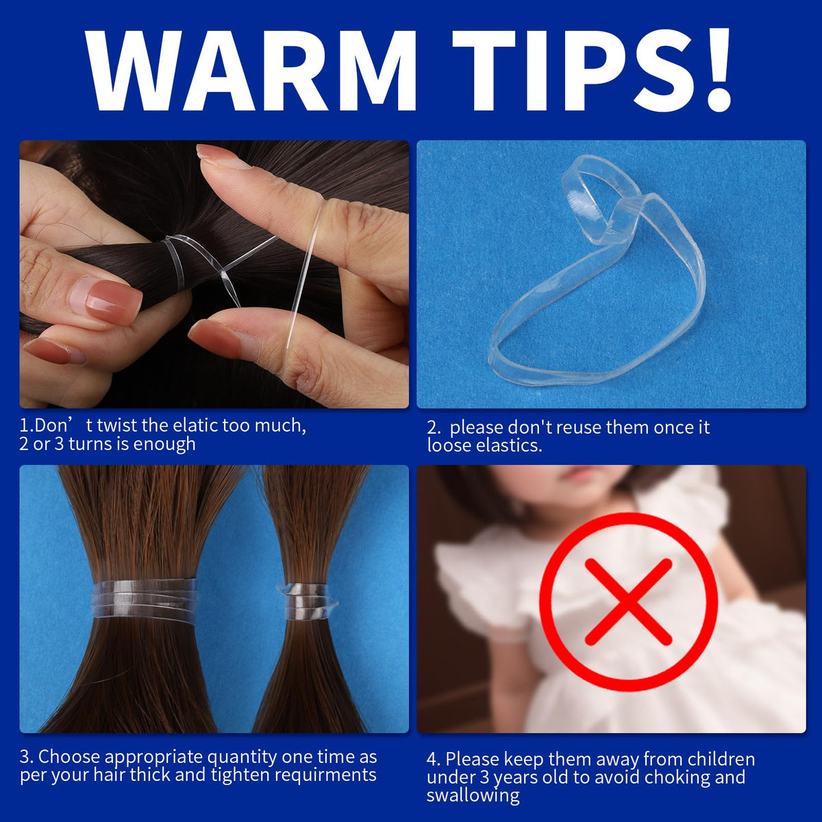 Teenitor Clear Elastic Hair Bands for children