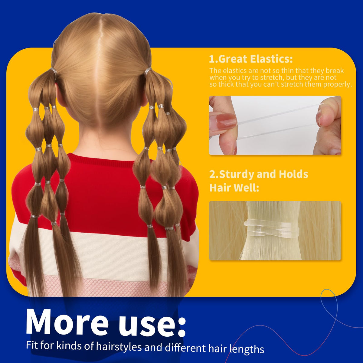 Teenitor Clear Elastic Hair Bands with various hairstyles