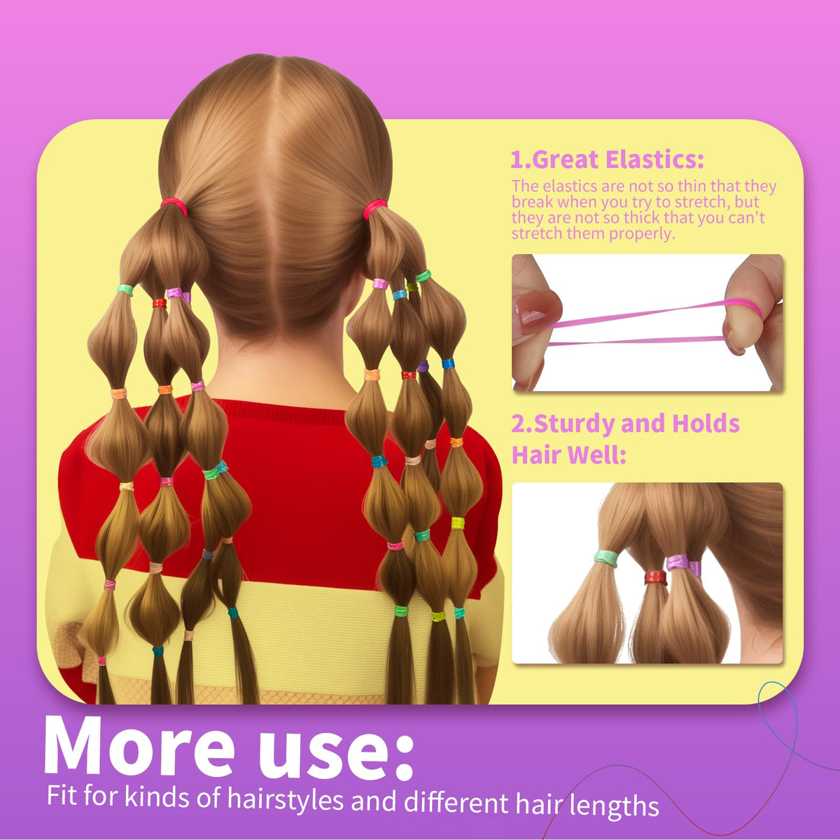 Teenitor Elastic Ties Hair Bands in use with a ponytail