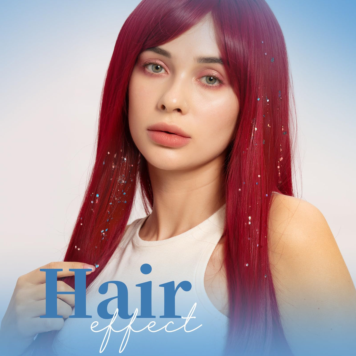 Teenitor Face & Body Glitter Gel blue on hair