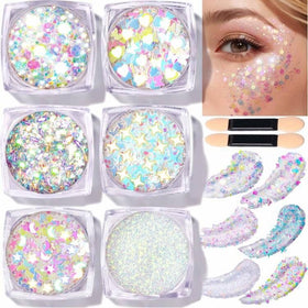 Teenitor Face Glitter Gel Set front view with six unique shapes