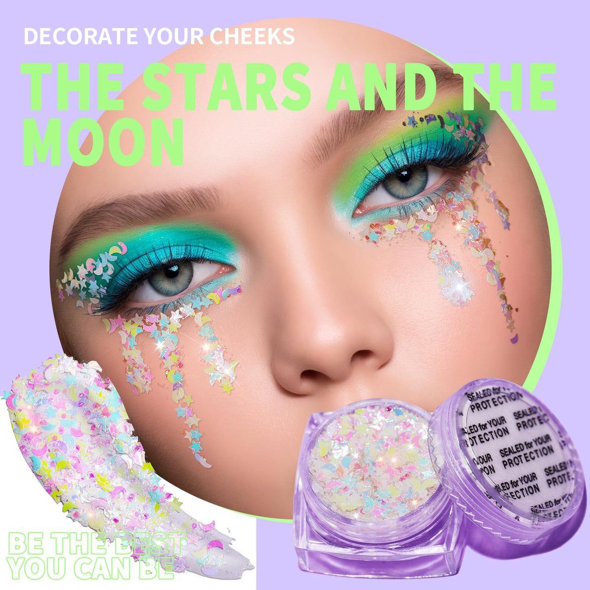 Teenitor glitter gel packaging with product details