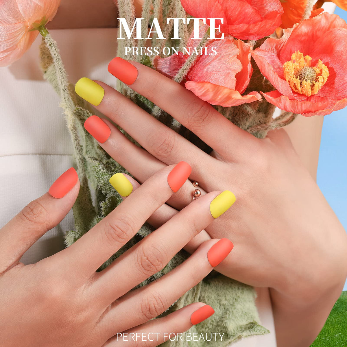 Teenitor glitter press on nails displayed in a variety of colours