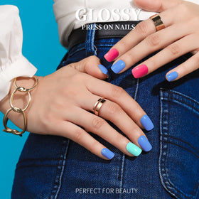 Teenitor glossy press on nails showcasing shiny finish