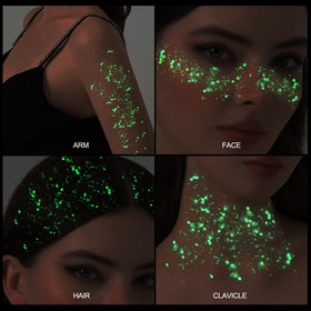 Teenitor Glow in The Dark Body Glitter Gel in use at a festival