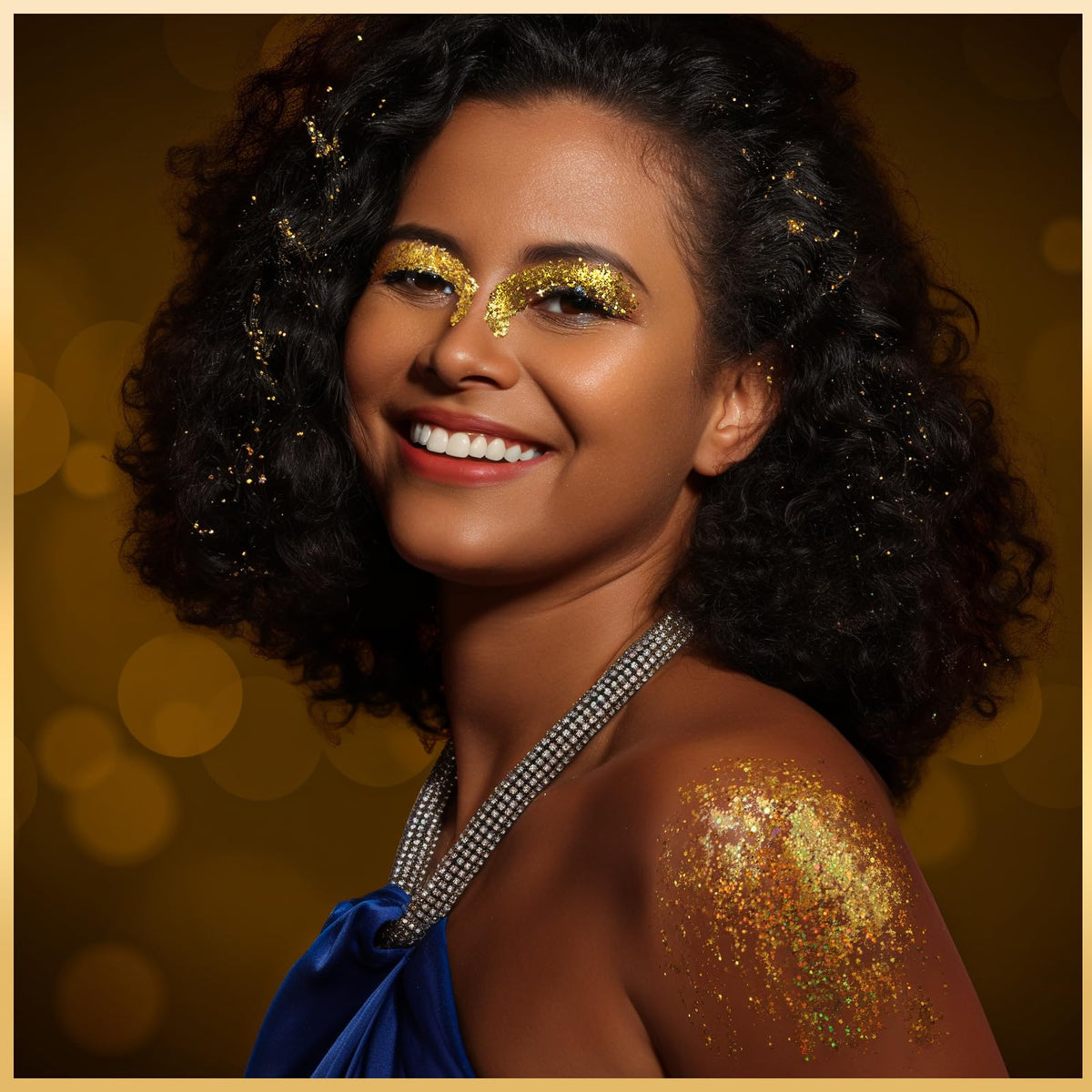 Teenitor Gold Body Glitter Gel with star and moon shapes