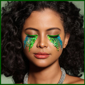 Teenitor Green Face Glitter Gel in use at a festival