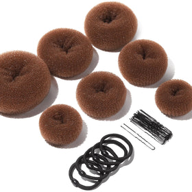 Teenitor Hair Bun Maker Kit 7pcs light brown donuts front view
