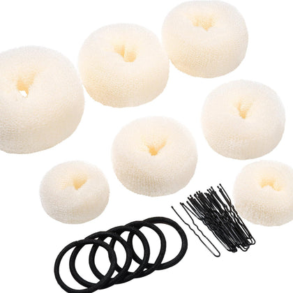 Teenitor Hair Bun Maker Set cream white with various sizes