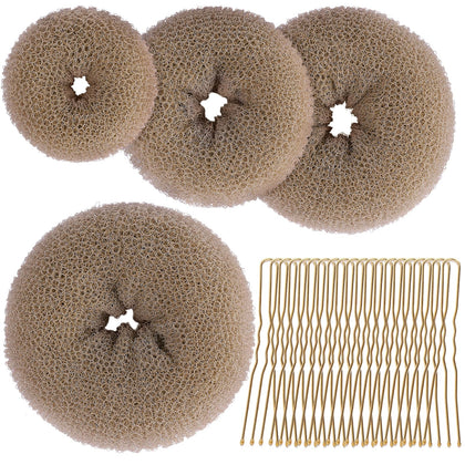 Teenitor Hair Bun Shaper Set with four sizes in tan brown