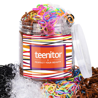 Teenitor Hair Elastics 2000pcs clear black brown assorted bands