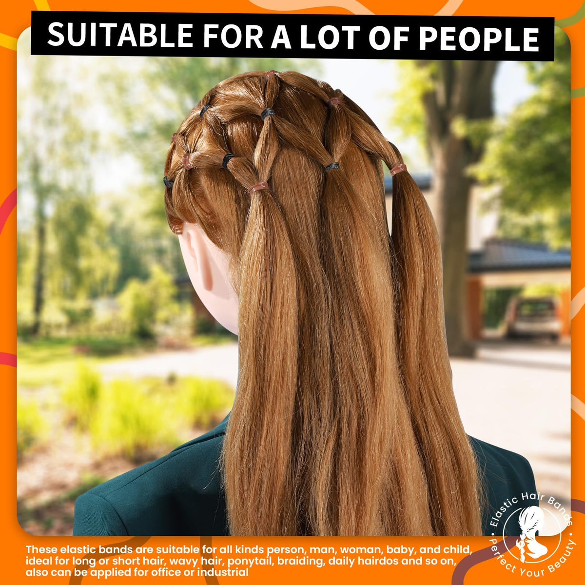 Teenitor hair elastics showing size and flexibility