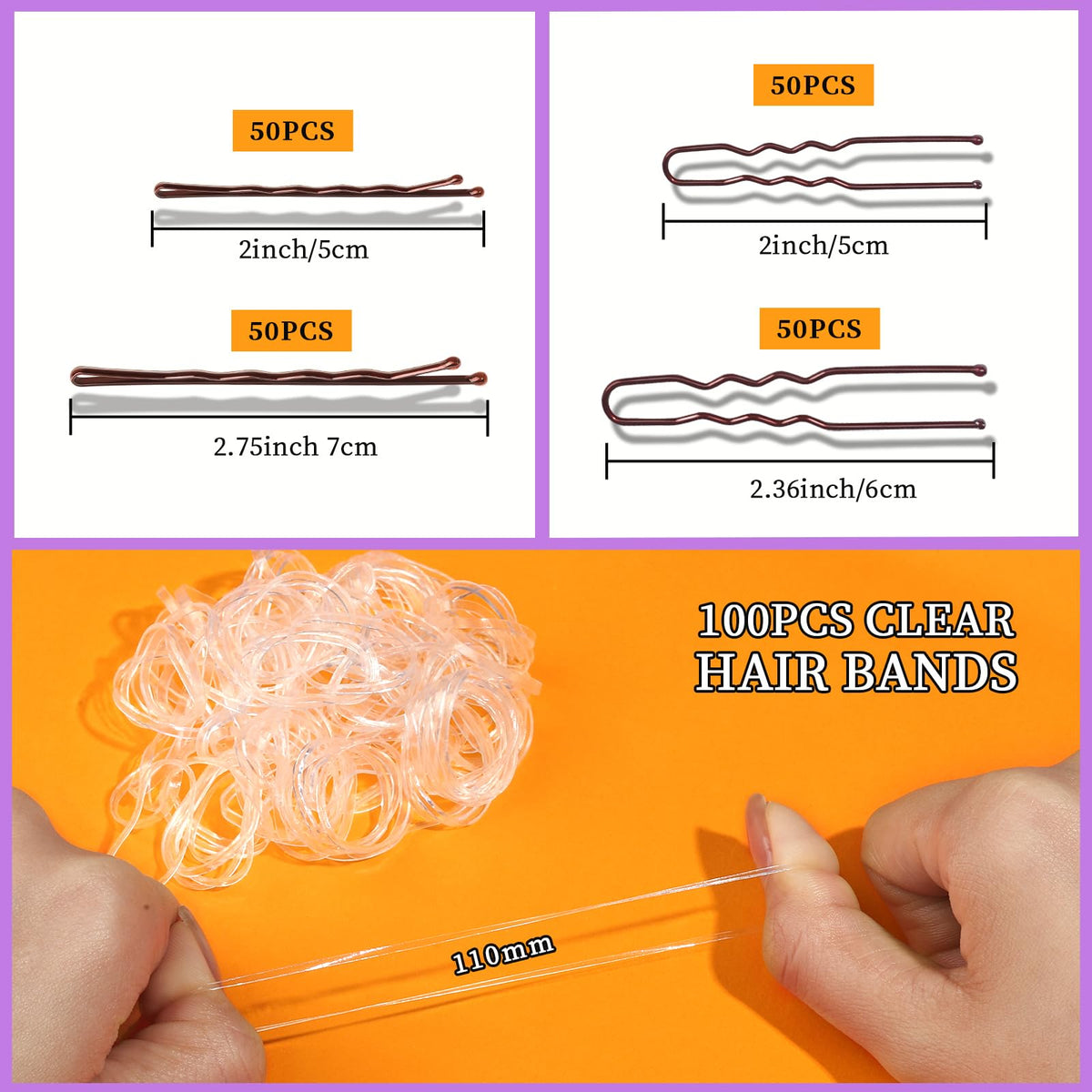 Teenitor hair pins kit with clear hair bands