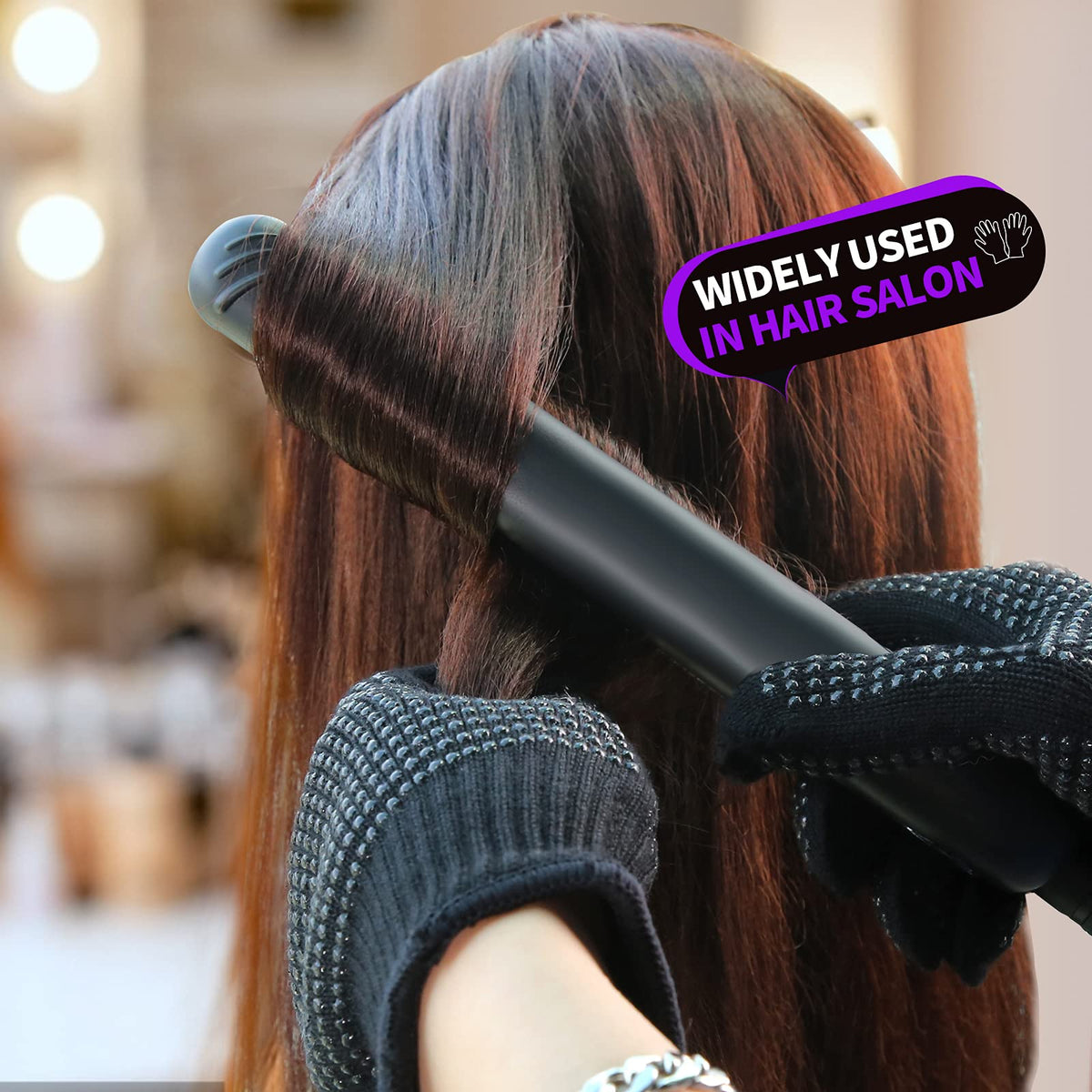Teenitor Heat Resistant Gloves in use with curling iron