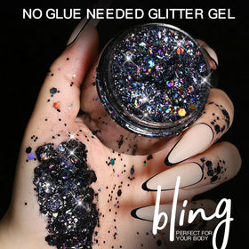 Teenitor Holographic Black Body Glitter Gel applied on skin