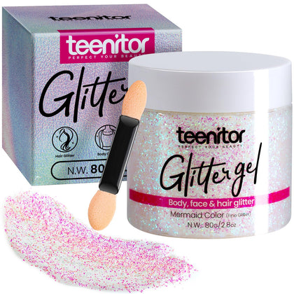 Teenitor Holographic White Body Glitter Gel front view