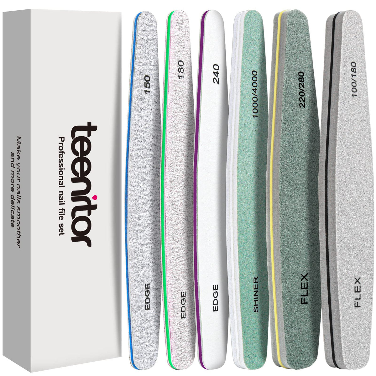Teenitor Nail File Set 6 pcs with various grit options