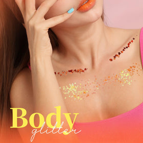 Teenitor orange body glitter gel applied on skin
