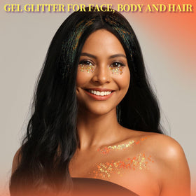 Teenitor orange body glitter set with all shapes displayed