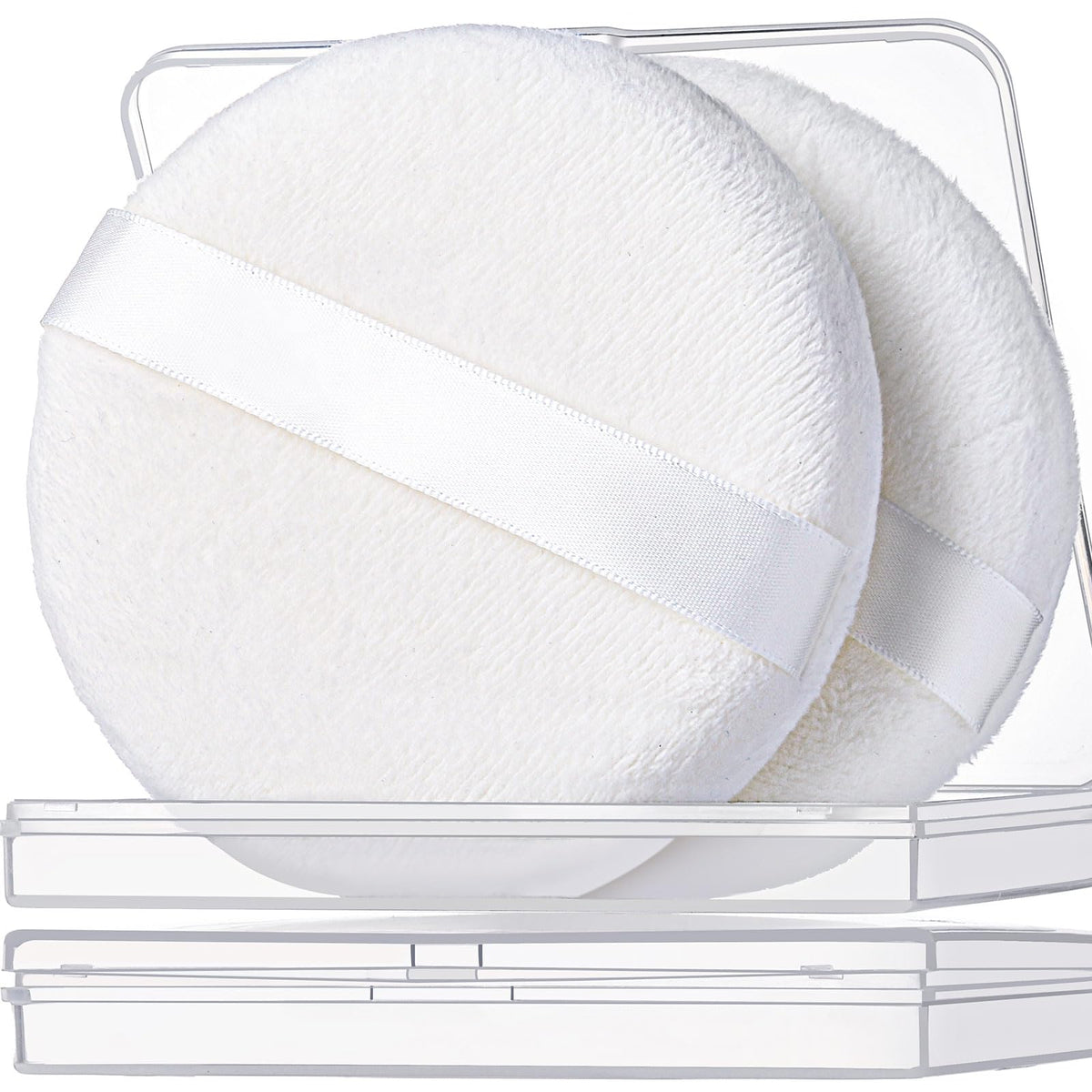 Teenitor Powder Puff Set with two soft velour puffs and storage container