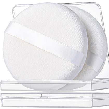 Teenitor Powder Puff Set with two soft velour puffs and storage container
