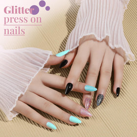Teenitor Press on Nails Almond glossy shades arranged