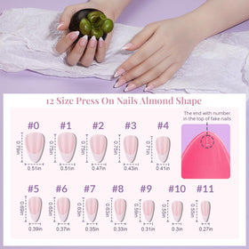 Teenitor Press on Nails Almond matte finish shades display