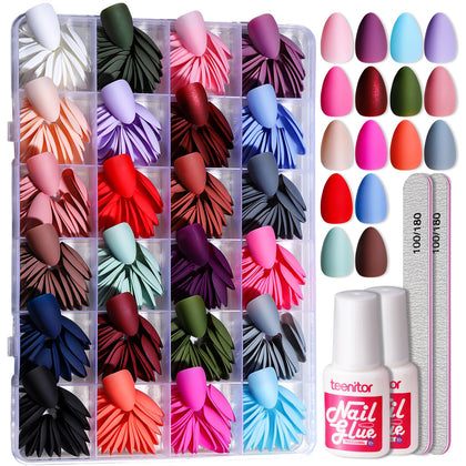 Teenitor Press on Nails Kit with 576 pieces in assorted colours