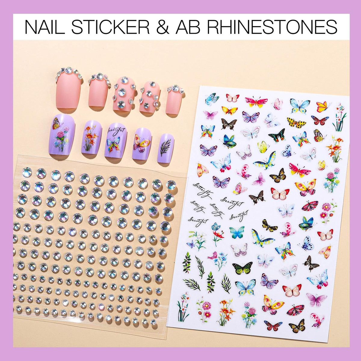 Teenitor Press on Nails showcasing nail files and cuticle sticks