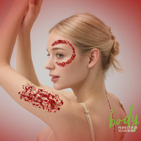 Teenitor red glitter gel packaging and jar