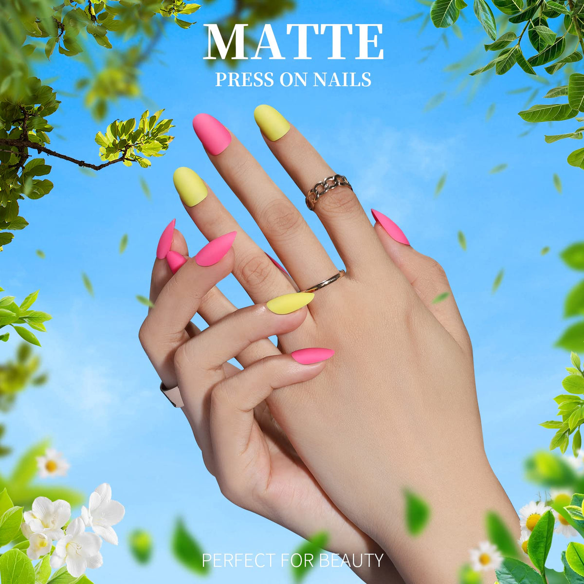 Teenitor Short Oval Press On Nails matte finish display