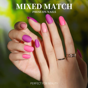 Teenitor Short Oval Press On Nails packaging with nail glue and accessories