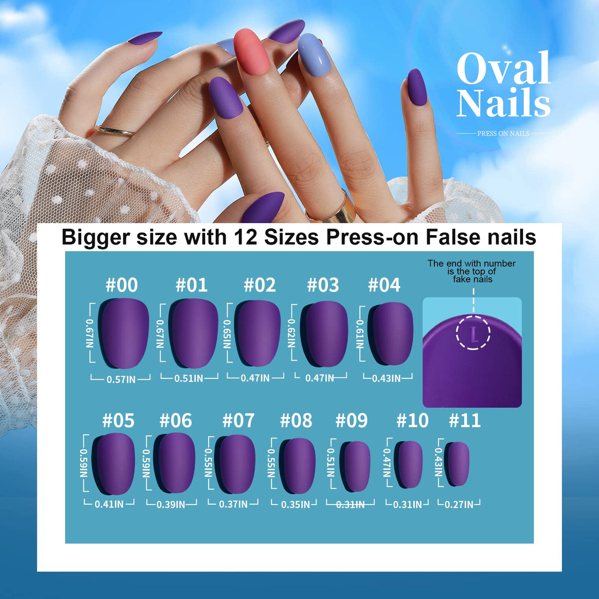 Teenitor Short Oval Press On Nails with self-adhesive nail art stickers