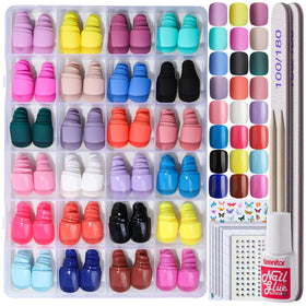 Teenitor Short Square Press on Nails assorted colours front view
