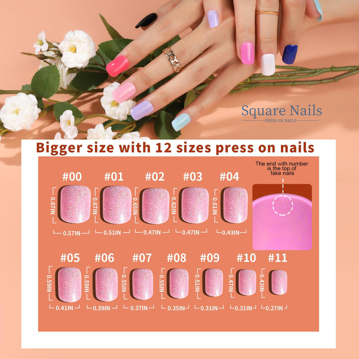 Teenitor short square press on nails in matte finish