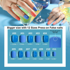 Teenitor Short Square Press on Nails with rhinestones