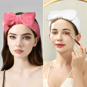 Teenitor Spa Headband in a bathroom setting with skincare products