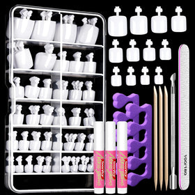 Teenitor White Press on Toenails Kit with nail glue and tools