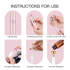 Tekson Travel Perfume Atomizer 8ml in gold, with funnel and pipette