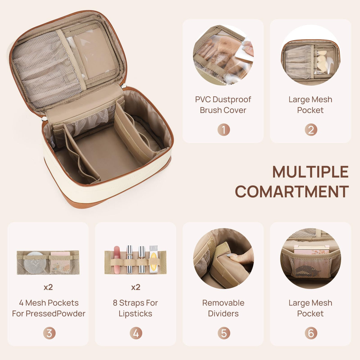 Telena Large Makeup Bag side view showing top handle